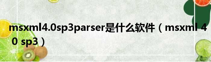 msxml4.0sp3parser是什么软件（msxml 4 0 sp3）