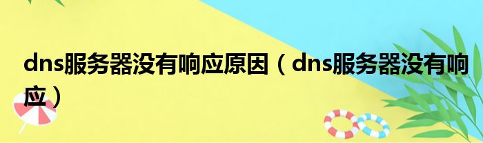 dns服务器没有响应原因（dns服务器没有响应）