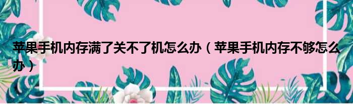 苹果手机内存满了关不了机怎么办（苹果手机内存不够怎么办）