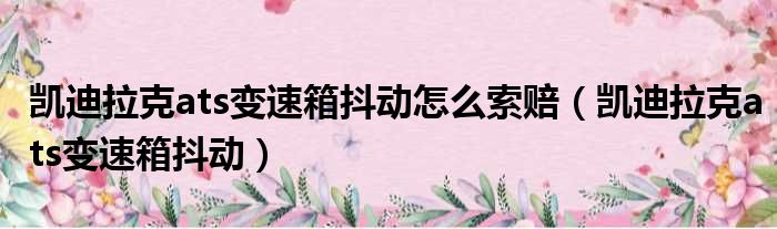 凯迪拉克ats变速箱抖动怎么索赔（凯迪拉克ats变速箱抖动）