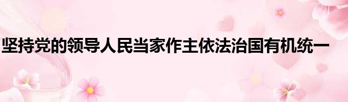 坚持党的领导人民当家作主依法治国有机统一