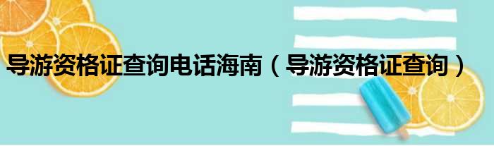 导游资格证查询电话海南（导游资格证查询）