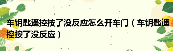 车钥匙遥控按了没反应怎么开车门（车钥匙遥控按了没反应）