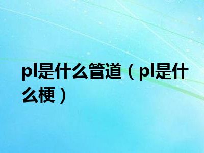 pl是什么管道（pl是什么梗）