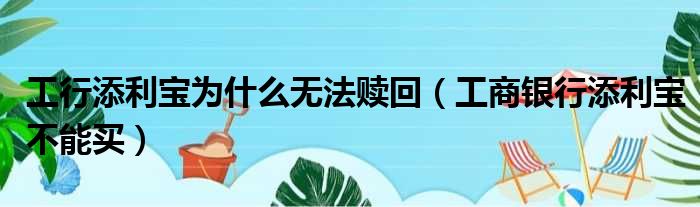 工行添利宝为什么无法赎回（工商银行添利宝不能买）