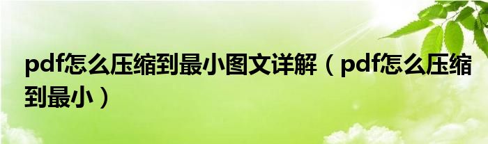 pdf怎么压缩到最小图文详解（pdf怎么压缩到最小）