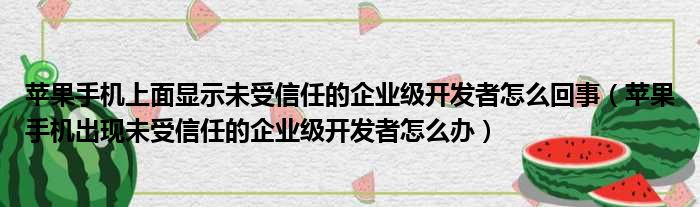 苹果手机上面显示未受信任的企业级开发者怎么回事（苹果手机出现未受信任的企业级开发者怎么办）