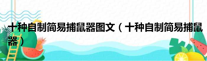 十种自制简易捕鼠器图文（十种自制简易捕鼠器）