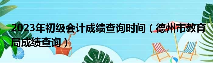 2023年初级会计成绩查询时间（德州市教育局成绩查询）