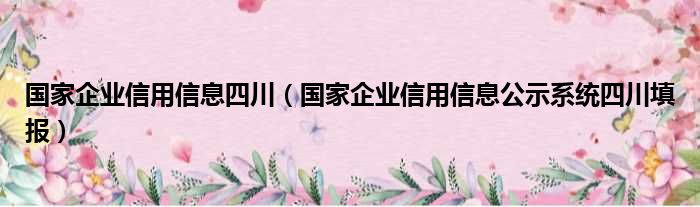 国家企业信用信息四川（国家企业信用信息公示系统四川填报）