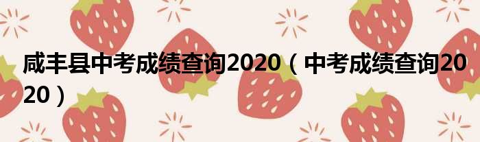 咸丰县中考成绩查询2020（中考成绩查询2020）