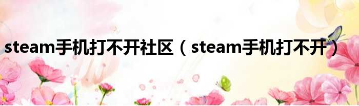 steam手机打不开社区（steam手机打不开）