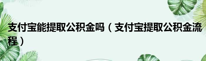 支付宝能提取公积金吗（支付宝提取公积金流程）