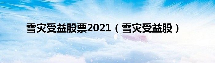  雪灾受益股票2021（雪灾受益股）