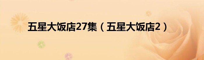  五星大饭店27集（五星大饭店2）