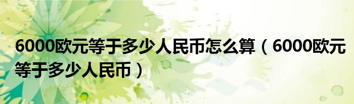  6000欧元等于多少人民币怎么算（6000欧元等于多少人民币）