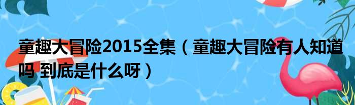 童趣大冒险2015全集（童趣大冒险有人知道吗 到底是什么呀）