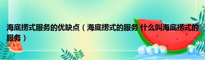 海底捞式服务的优缺点（海底捞式的服务 什么叫海底捞式的服务）