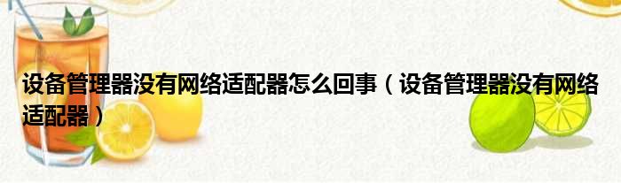 设备管理器没有网络适配器怎么回事（设备管理器没有网络适配器）