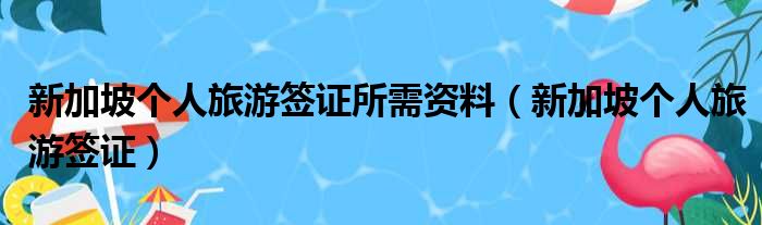 新加坡个人旅游签证所需资料（新加坡个人旅游签证）