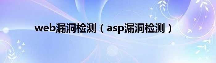  web漏洞检测（asp漏洞检测）