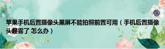 苹果手机后置摄像头黑屏不能拍照前置可用（手机后置摄像头起雾了 怎么办）