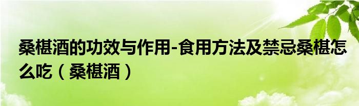  桑椹酒的功效与作用-食用方法及禁忌桑椹怎么吃（桑椹酒）