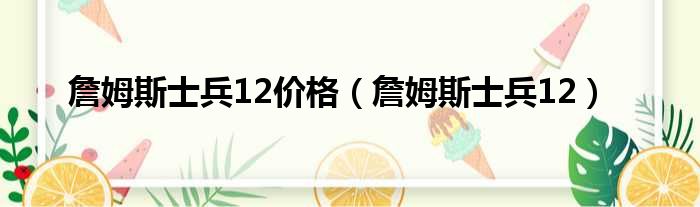 詹姆斯士兵12价格（詹姆斯士兵12）