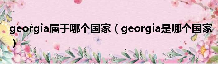 georgia属于哪个国家（georgia是哪个国家）