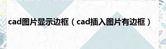 cad图片显示边框（cad插入图片有边框）