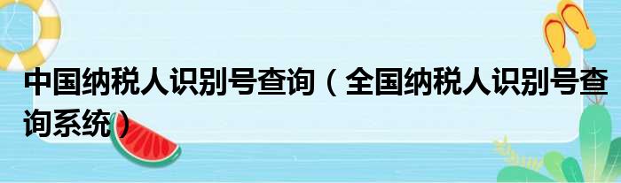 中国纳税人识别号查询（全国纳税人识别号查询系统）