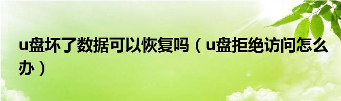 u盘坏了数据可以恢复吗（u盘拒绝访问怎么办）