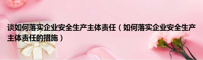 谈如何落实企业安全生产主体责任（如何落实企业安全生产主体责任的措施）