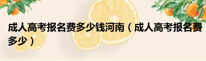 成人高考报名费多少钱河南（成人高考报名费多少）