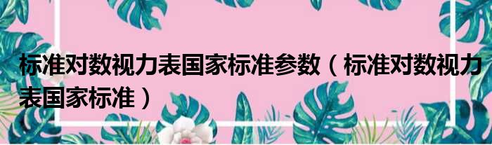 标准对数视力表国家标准参数（标准对数视力表国家标准）