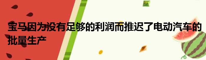 宝马因为没有足够的利润而推迟了电动汽车的批量生产