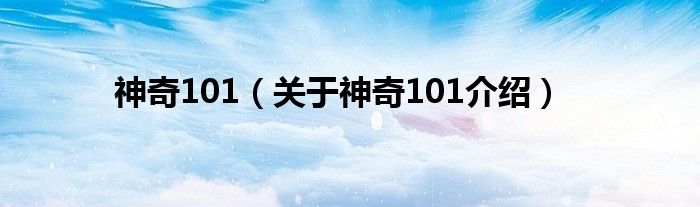  神奇101（关于神奇101介绍）