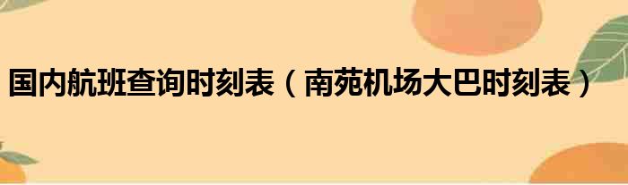 国内航班查询时刻表（南苑机场大巴时刻表）