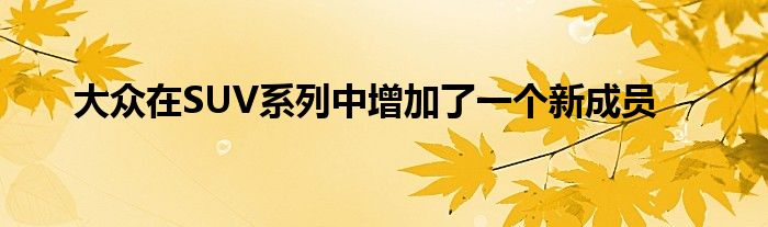 大众在SUV系列中增加了一个新成员