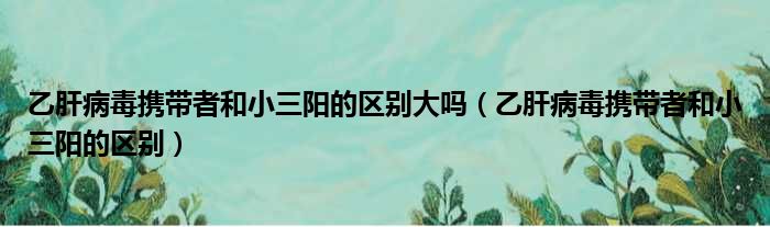 乙肝病毒携带者和小三阳的区别大吗（乙肝病毒携带者和小三阳的区别）