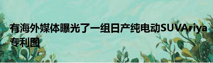 有海外媒体曝光了一组日产纯电动SUVAriya专利图