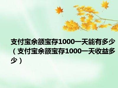 支付宝余额宝存1000一天能有多少（支付宝余额宝存1000一天收益多少）