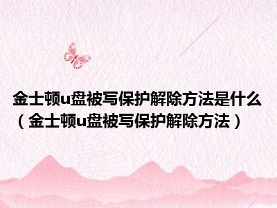 金士顿u盘被写保护解除方法是什么（金士顿u盘被写保护解除方法）