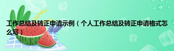 工作总结及转正申请示例（个人工作总结及转正申请格式怎么写）