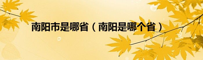  南阳市是哪省（南阳是哪个省）