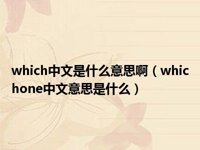 which中文是什么意思啊（whichone中文意思是什么）