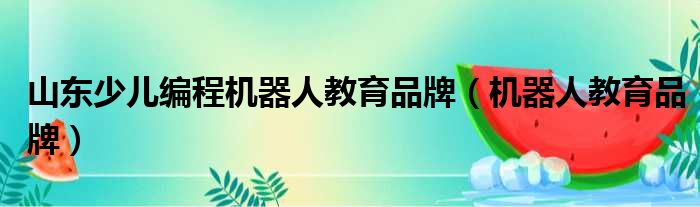 山东少儿编程机器人教育品牌（机器人教育品牌）