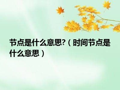 节点是什么意思 （时间节点是什么意思）