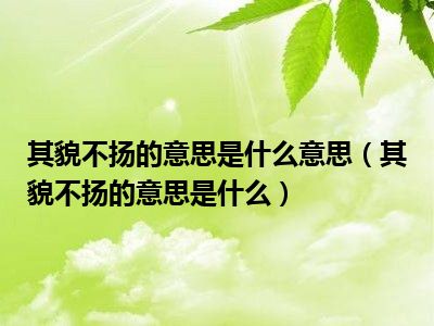 其貌不扬的意思是什么意思（其貌不扬的意思是什么）