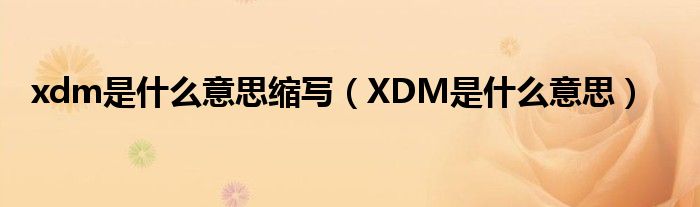  xdm是什么意思缩写（XDM是什么意思）